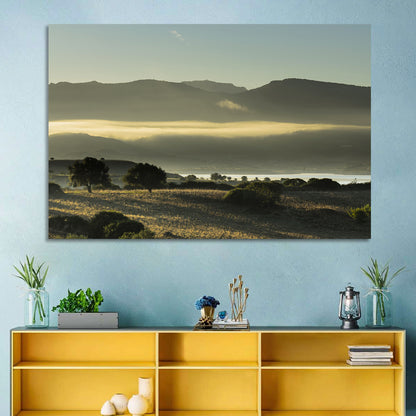 Lake Omodeo Morning Mist Wall Art