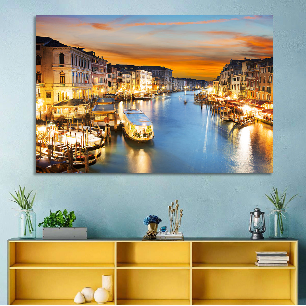 Venice Grand Canal at Dusk Wall Art in a room, landscape