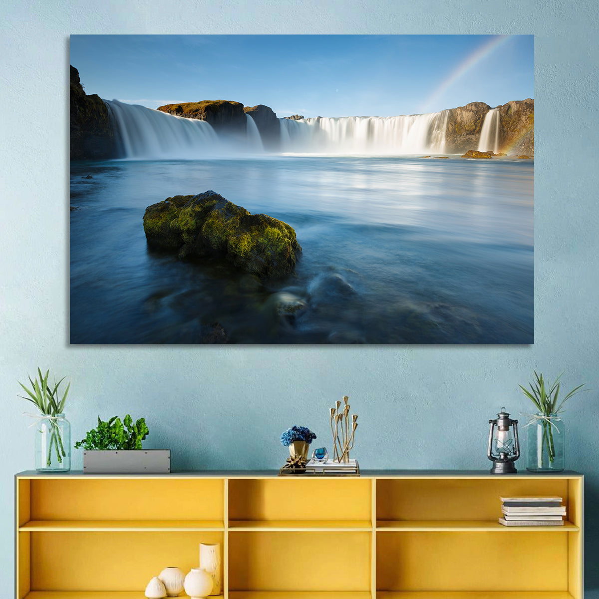Goðafoss Waterfall, Mývatn Wall Art in a room, landscape
