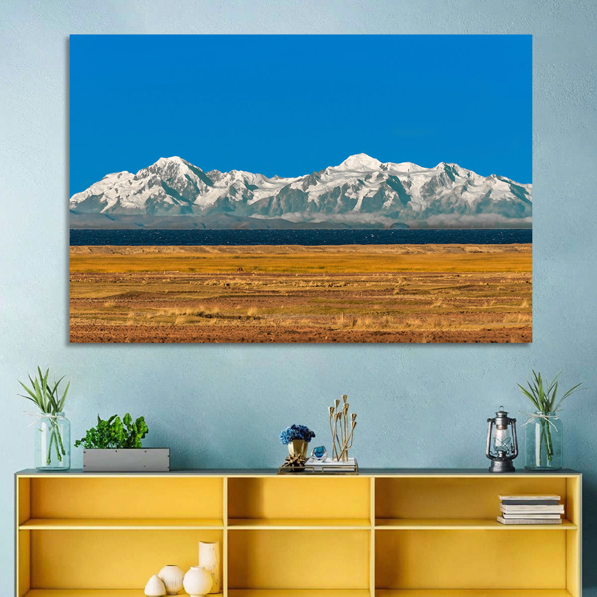 Snow-capped Peaks Over Lake Titicaca Wall Art