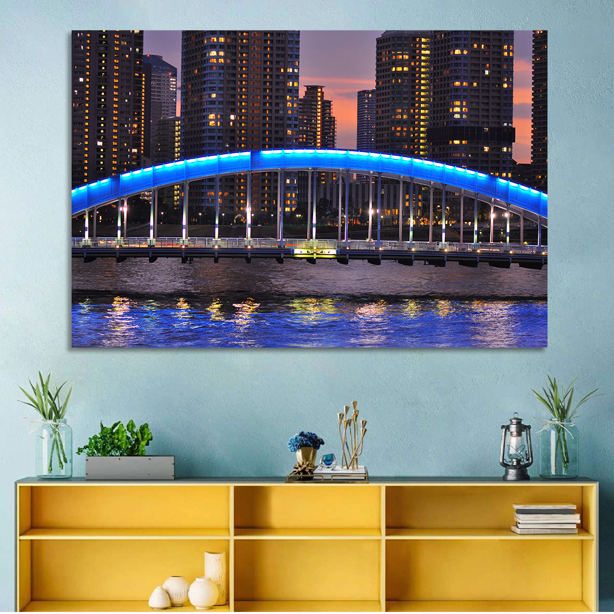 Eitai Bashi Bridge Wall Art in a room, landscape
