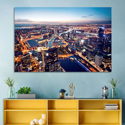 Melbourne Twilight Skyline Wall Art