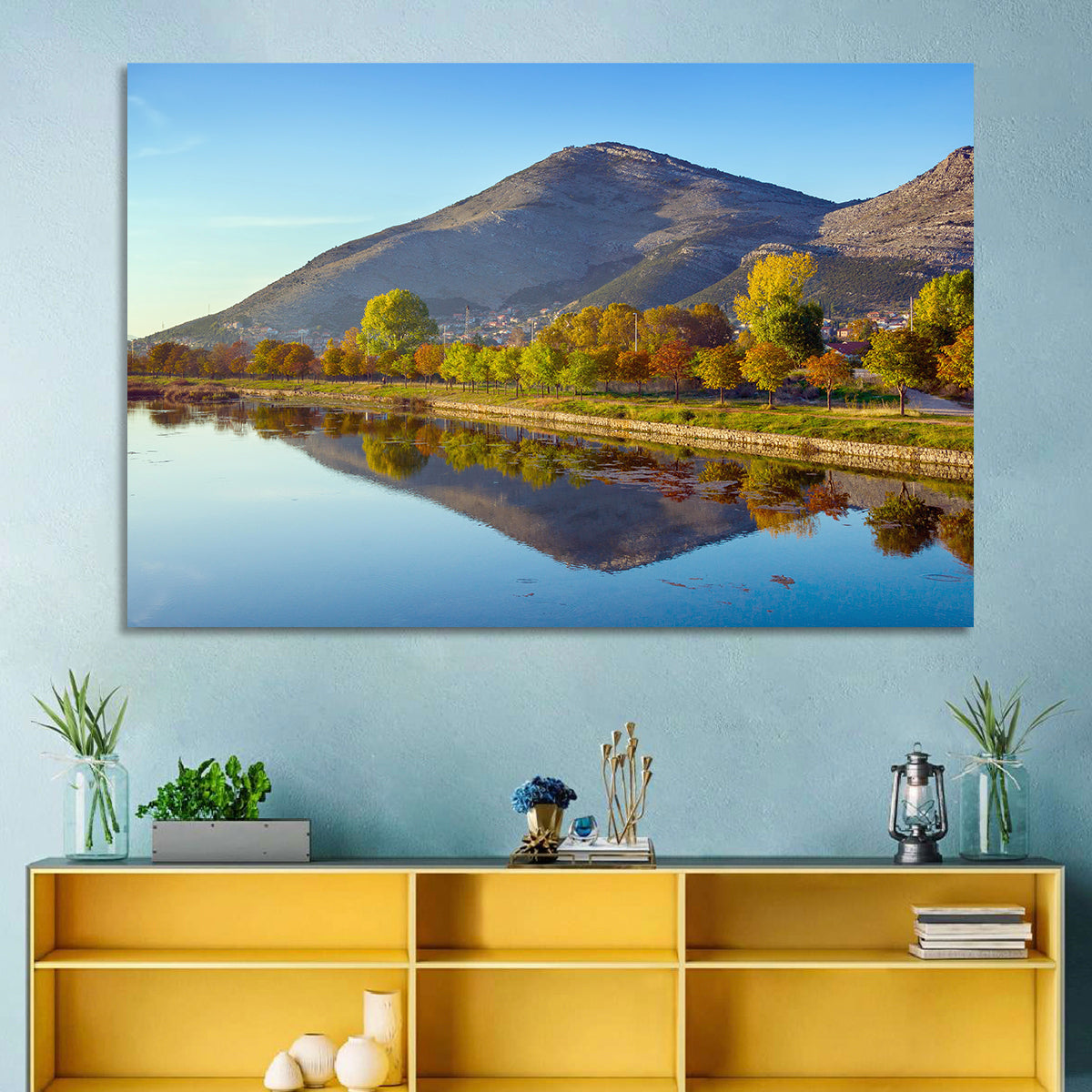 Trebišnjica River Reflection, Trebinje Wall Art in a room, landscape
