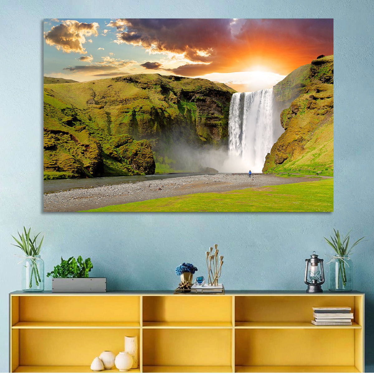 Skógafoss at Sunset Wall Art