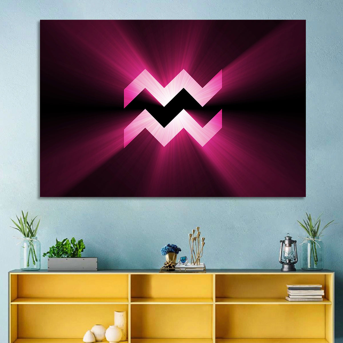 Magenta Aquarius Symbol Wall Art