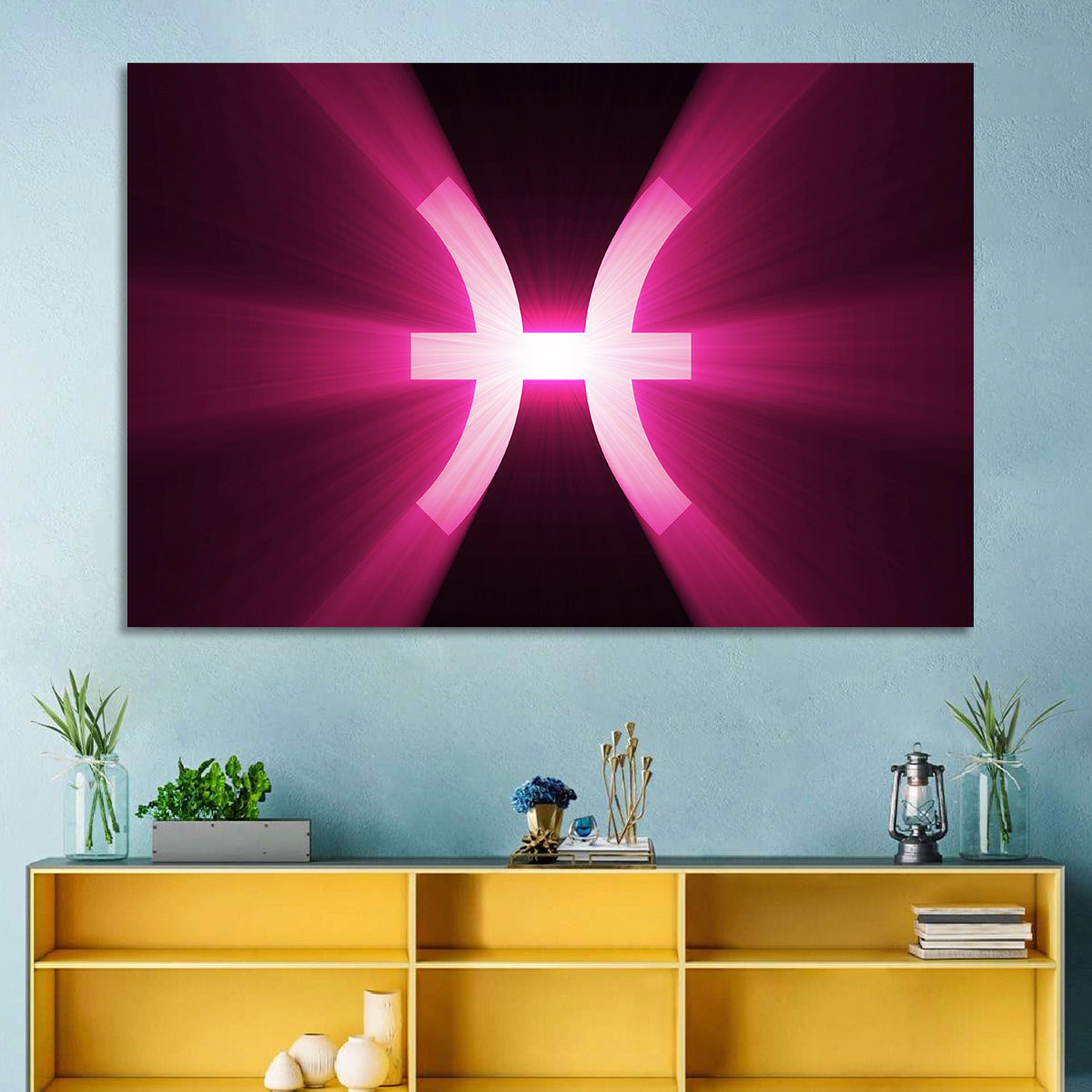 Magenta Pisces Symbol Wall Art