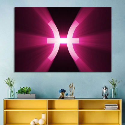 Magenta Pisces Symbol Wall Art