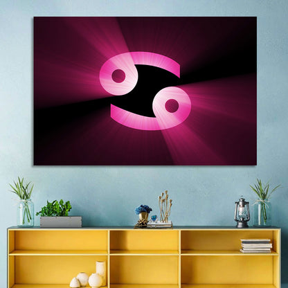 Glowing Pink Cancer Symbol Wall Art