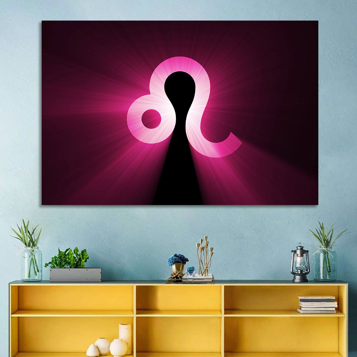 Glowing Magenta Leo Symbol Wall Art