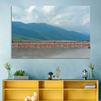 Flock of Flamingos at Lake Bogoria Wall Art