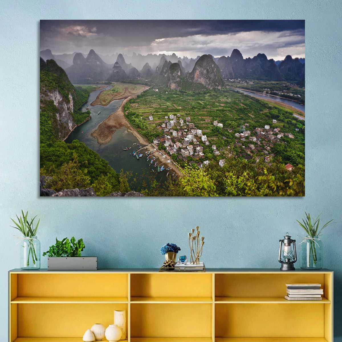 Laozhai Hill Karst Panorama Wall Art in a room, landscape