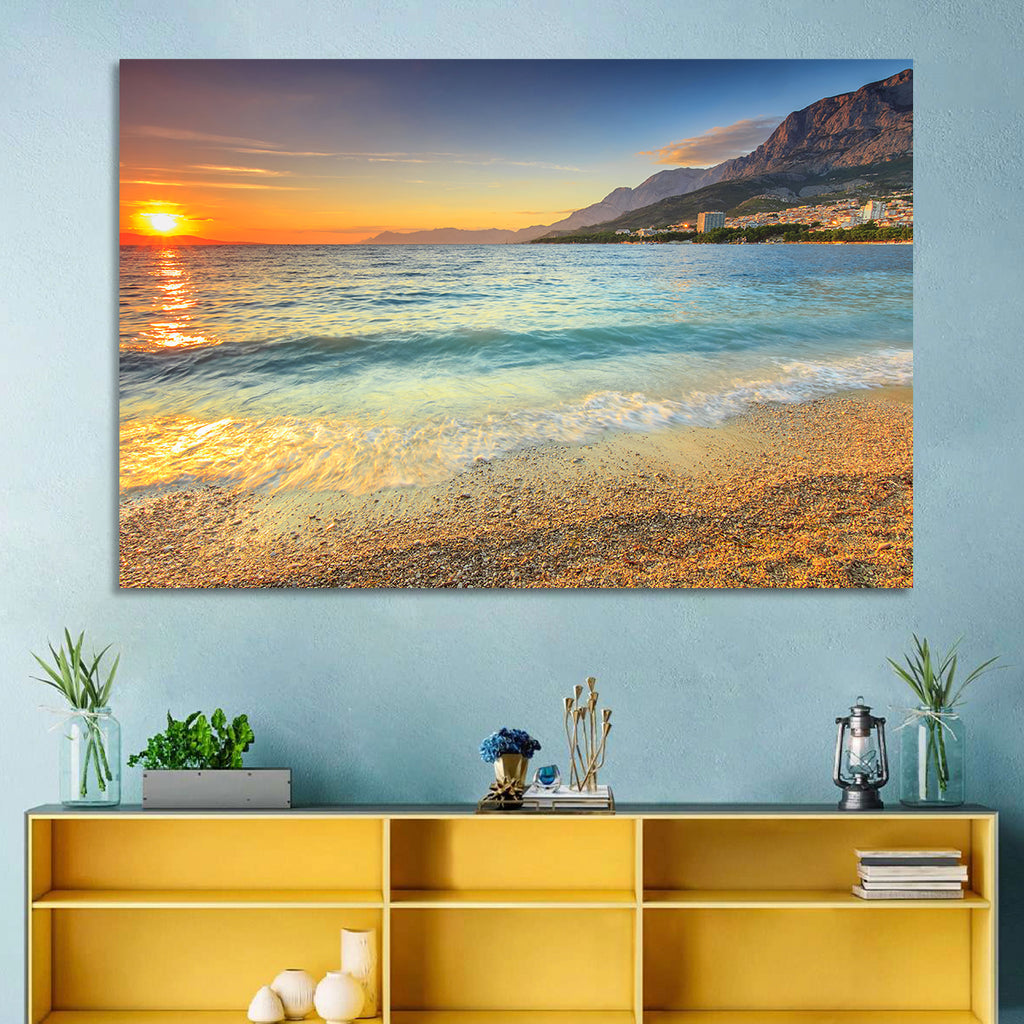 Makarska Pebble Beach Sunset Wall Art