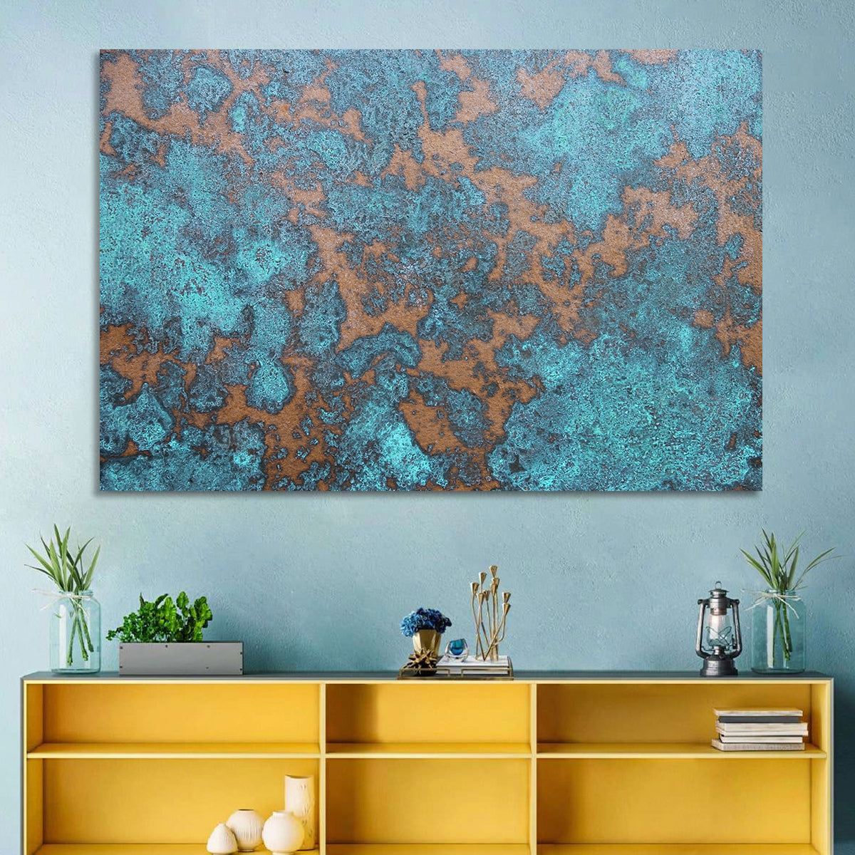 Oxidized Copper Patina Abstract Wall Art