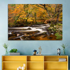 Dartmoor Autumn River in Golden Forest Wall Art