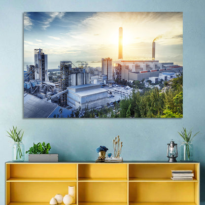 Coastal Power Plant at Sunrise Wall Art