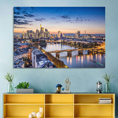Frankfurt Twilight Skyline Wall Art