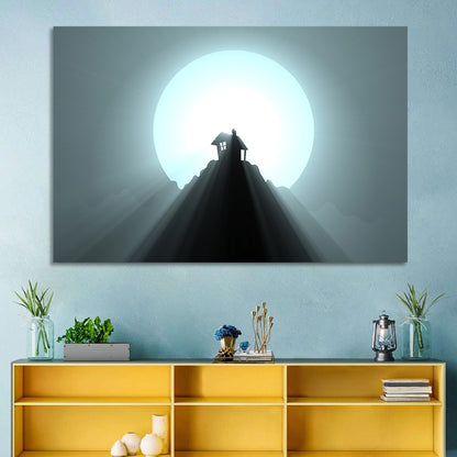 Moonlit Mountain Hut Wall Art