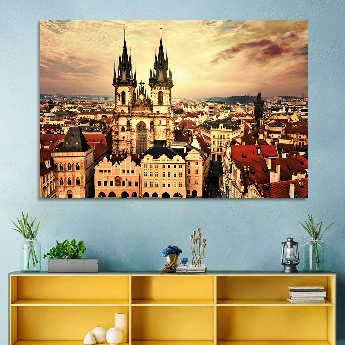 Prague Old Town Skyline at Golden Hour Wall Art