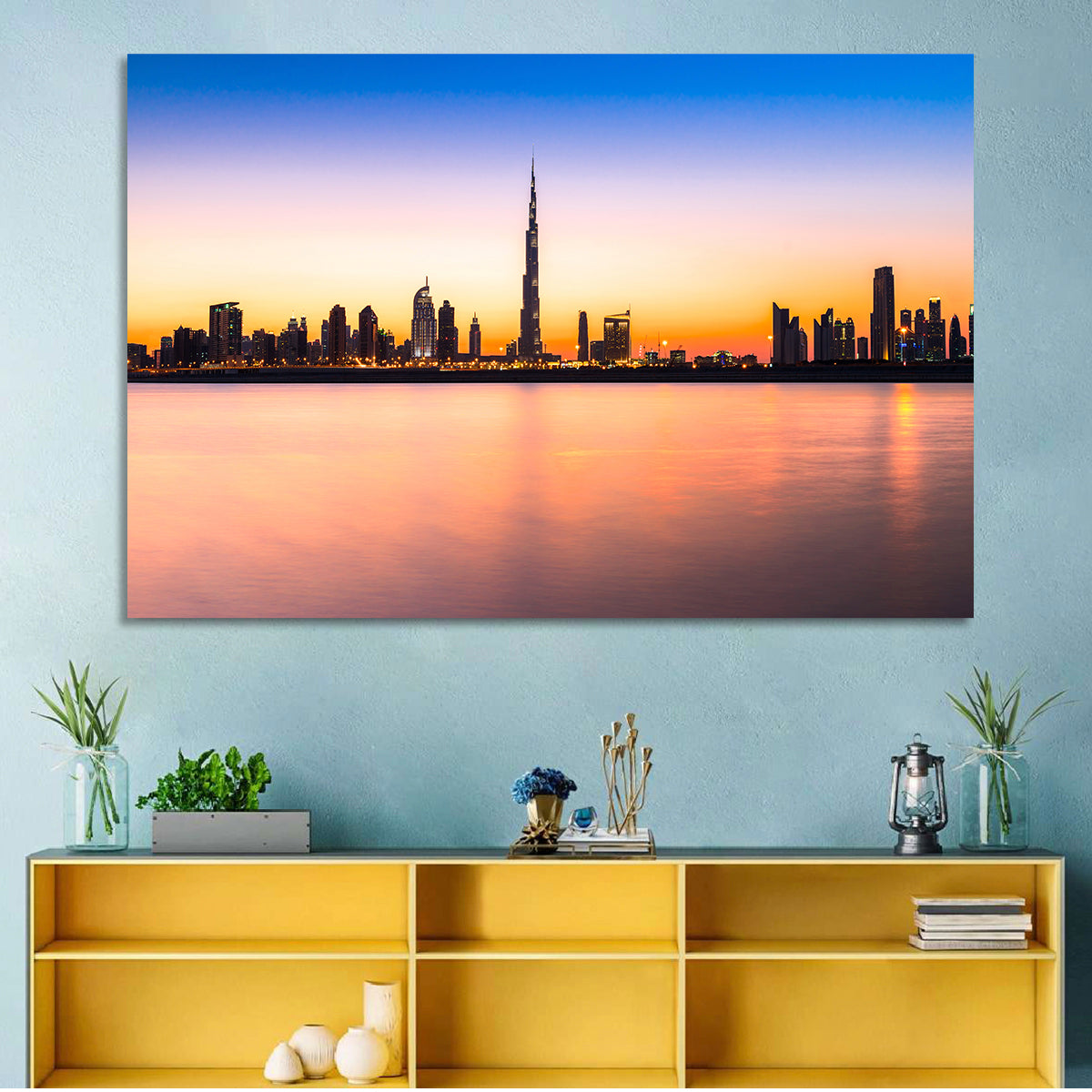 Dubai Skyline at Dusk Wall Art