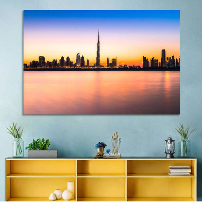 Dubai Skyline at Dusk Wall Art