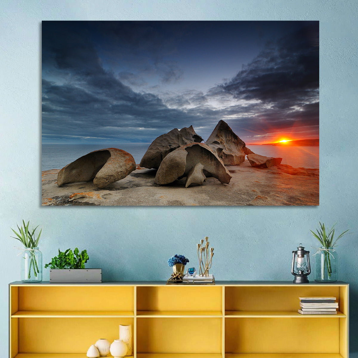 Remarkable Rocks Sunset, Kangaroo Island Wall Art in a room, landscape