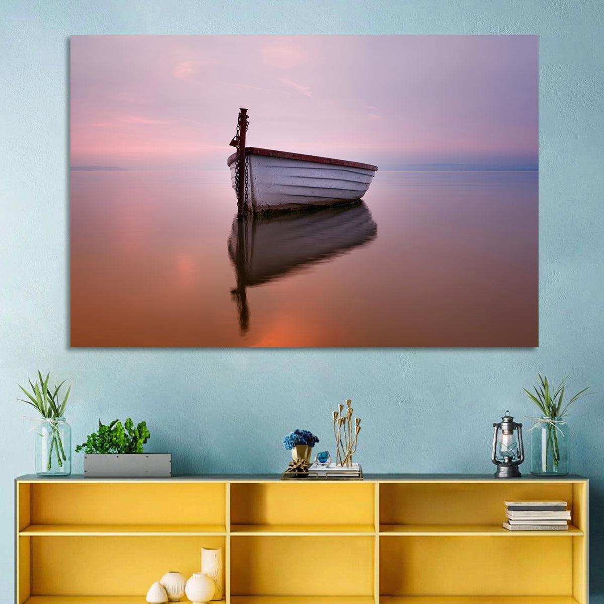 Pastel Boat Reflection Wall Art