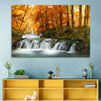 Autumn Forest Waterfall Wall Art