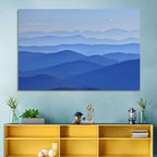 Misty Blue Mountain Valley Wall Art