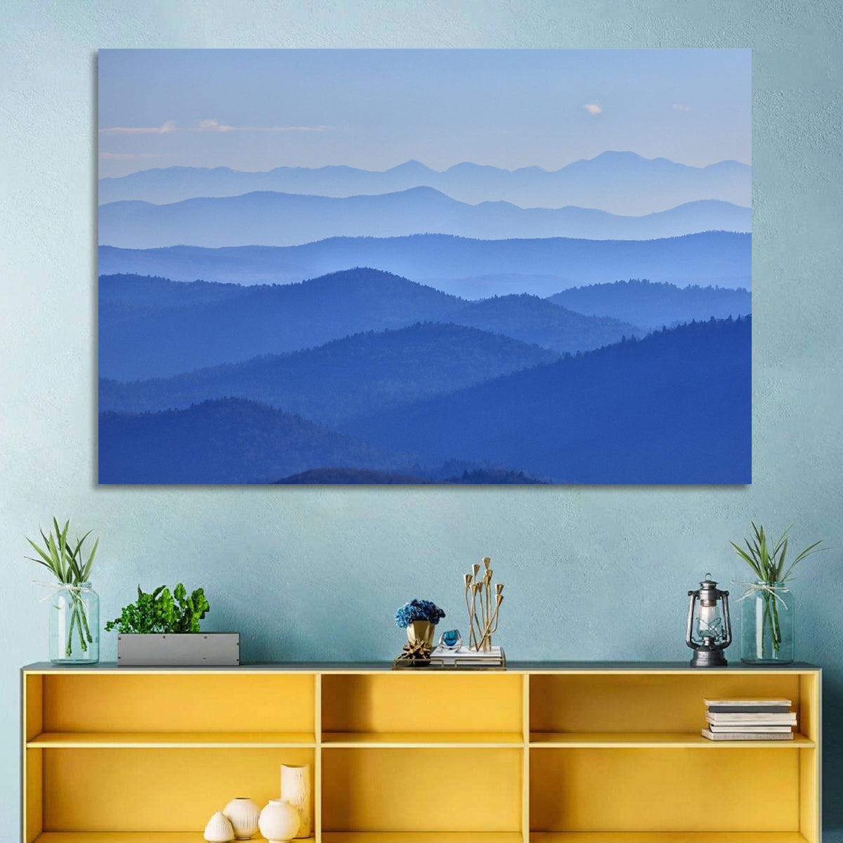 Misty Blue Mountain Valley Wall Art