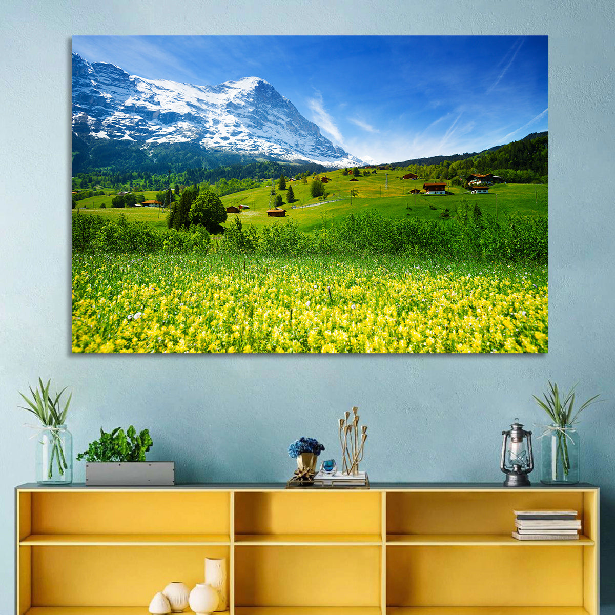 Alpine Wildflower Meadow Wall Art in a room, landscape