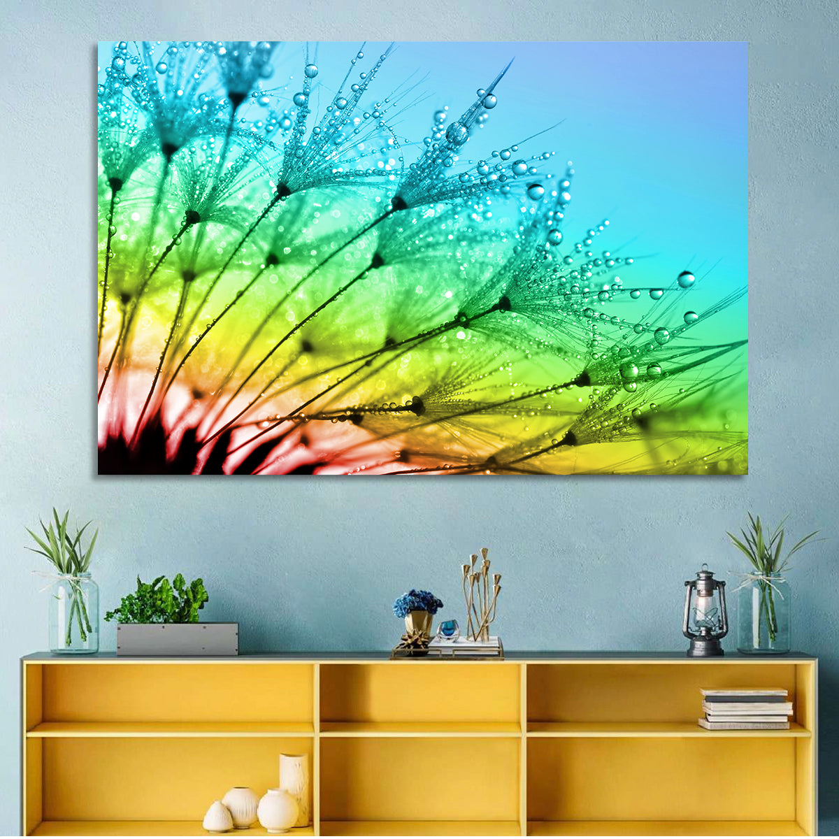 Dewy Dandelion Close-up Wall Art