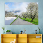 Season Change Road to Snowy Mountain Wall Art
