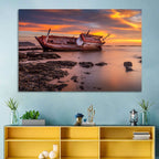 Shipwreck at Sunset Wall Art