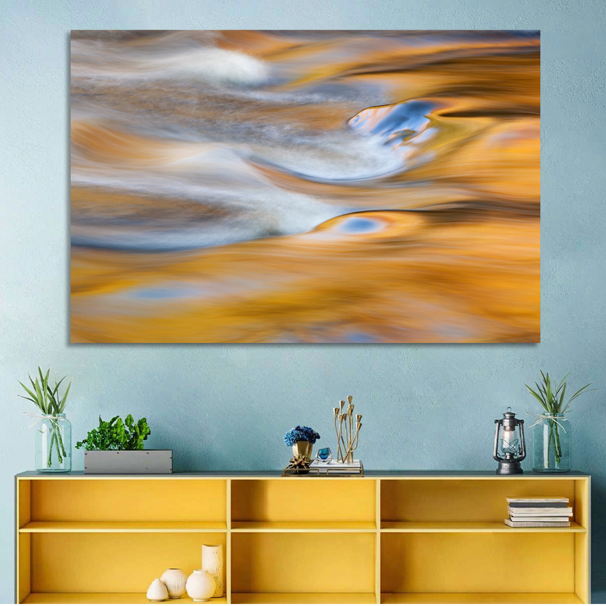 Golden Water Abstraction Wall Art