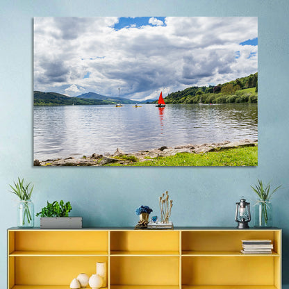 Bala Lake Sailboat Reflection Wall Art