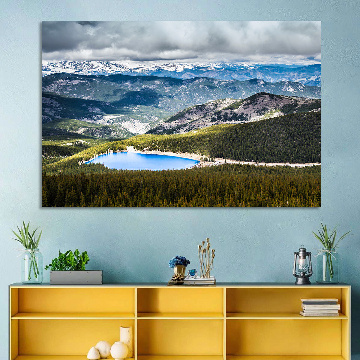 Mt Evans Echo Lake View Wall Art in a room, landscape