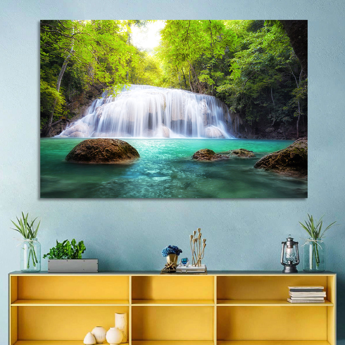 Erawan Falls Turquoise Waterfall Wall Art