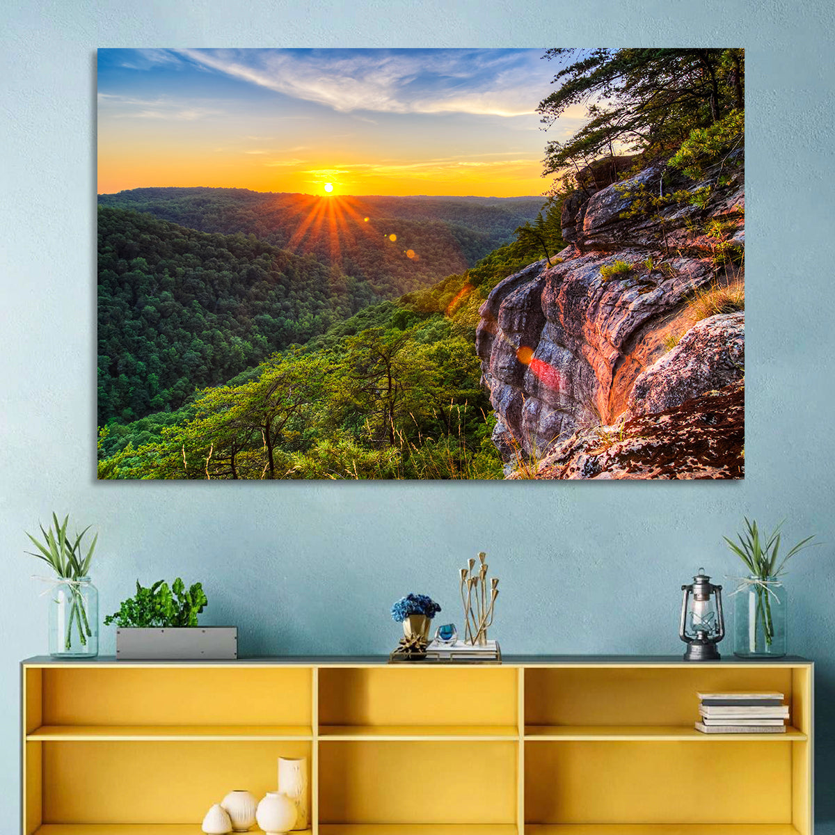 Big South Fork Gorge Sunset Wall Art in a room, landscape