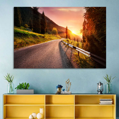 Golden Hour Mountain Road Wall Art
