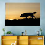 Wolf at Golden Horizon Wall Art