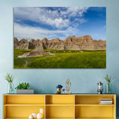 Badlands Meadow and Rock Formations Wall Art