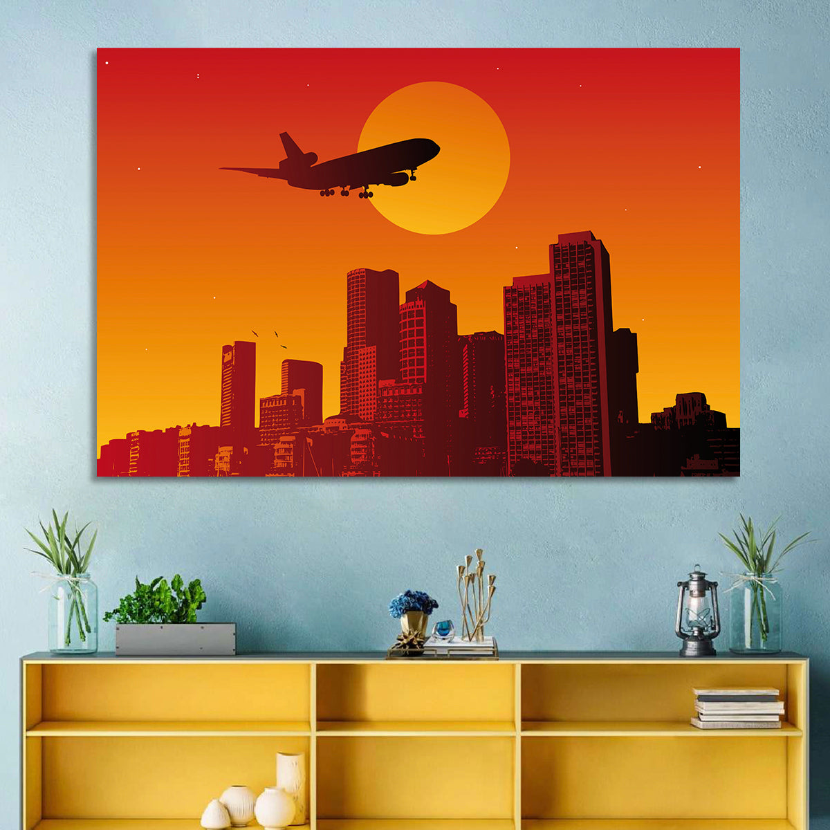 Tri Jet Sunset Skyline Wall Art