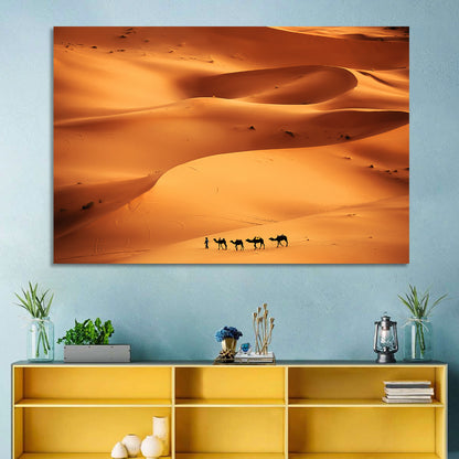 Desert Camel Caravan in Golden Dunes Wall Art