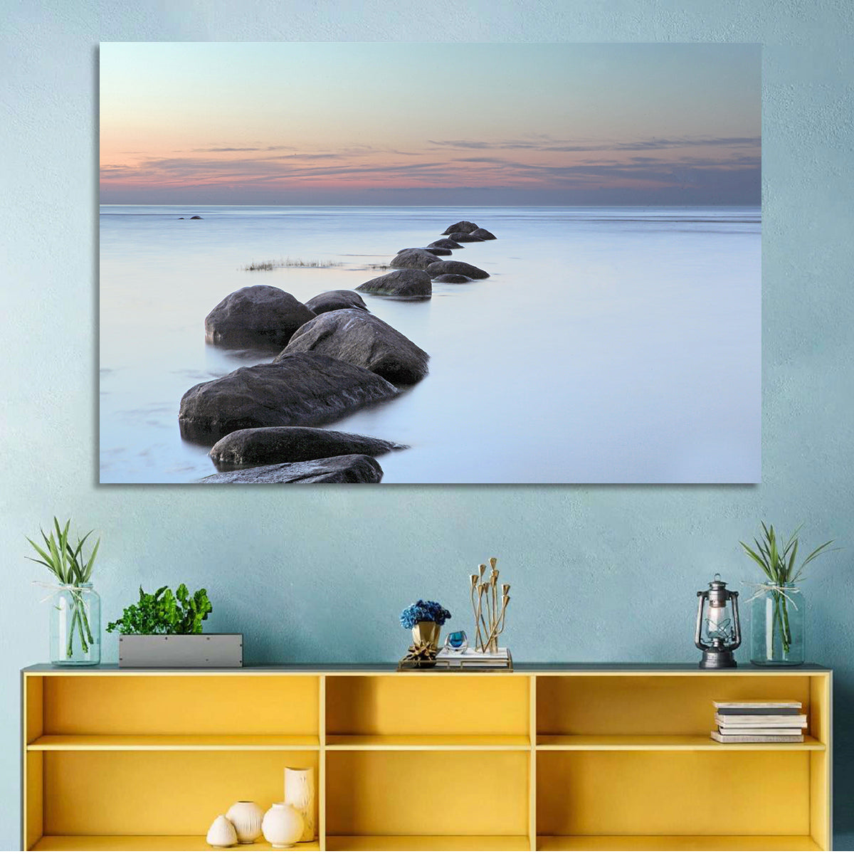 Baltic Sea Stones Wall Art in a room, landscape