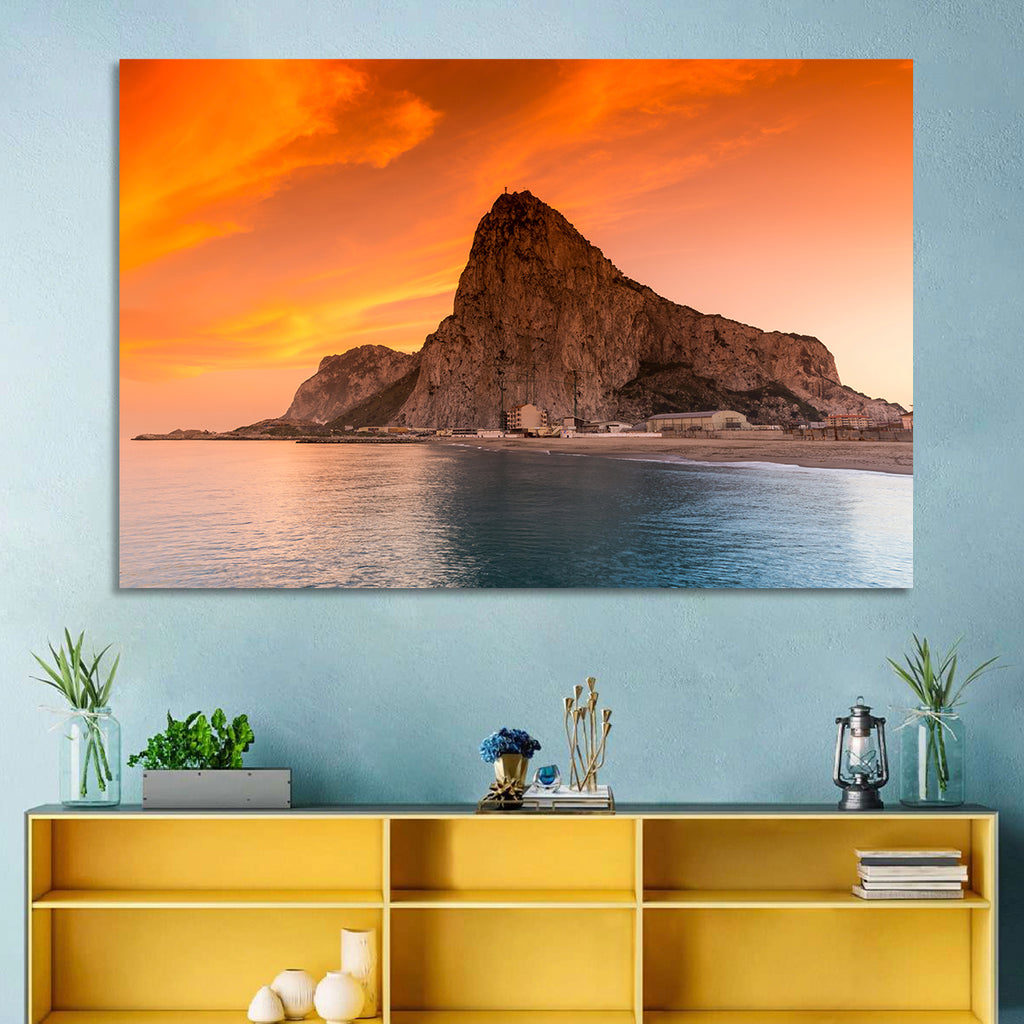 Rock of Gibraltar at Sunset Wall Art