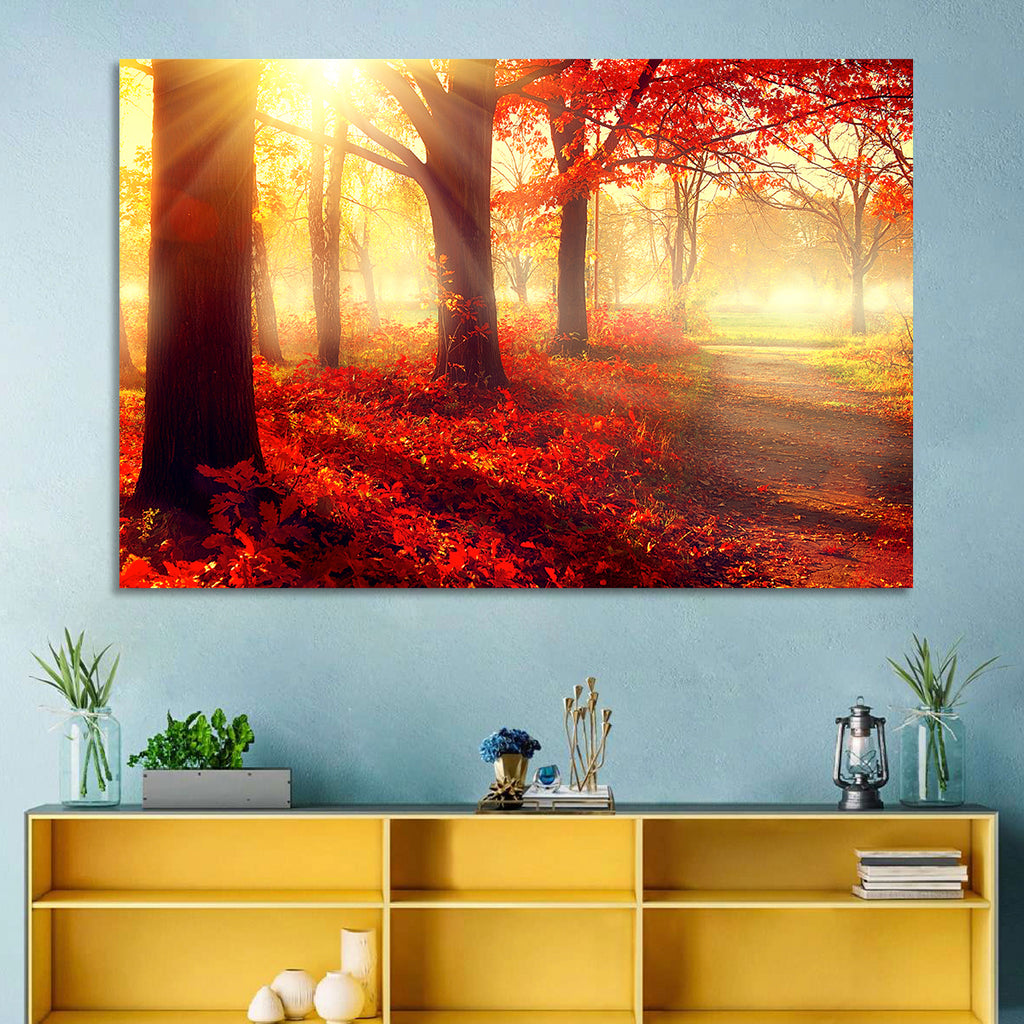 Sunlit Forest Path Wall Art