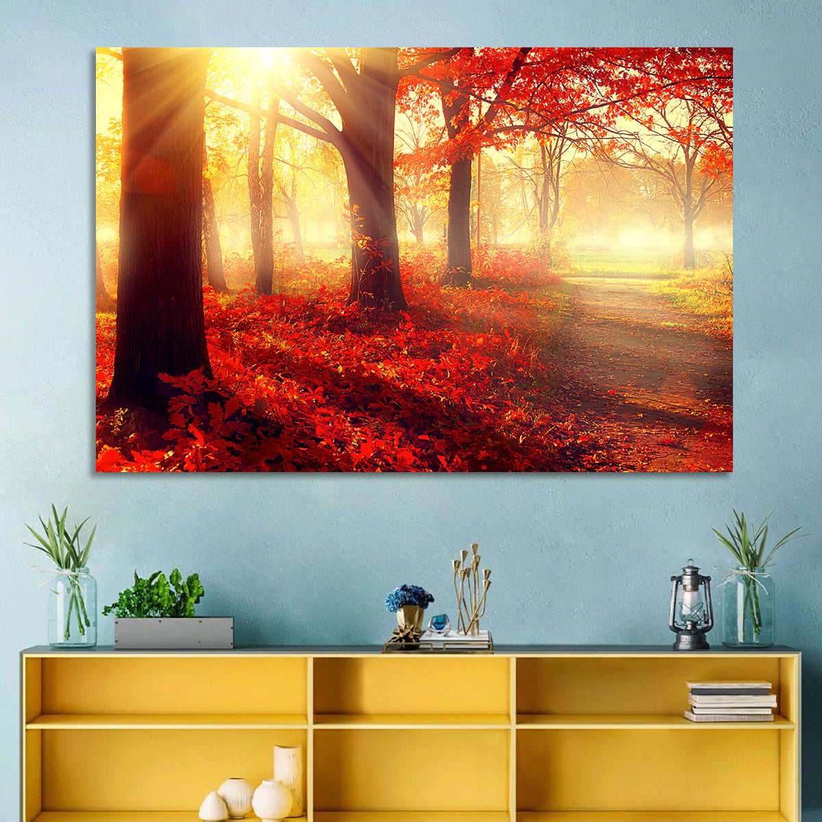 Sunlit Forest Path Wall Art