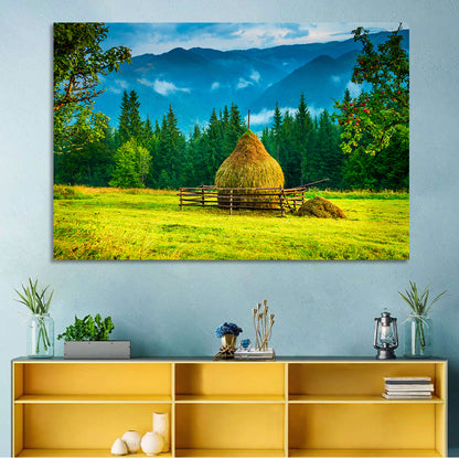 Haystack in Mountain Meadow Wall Art