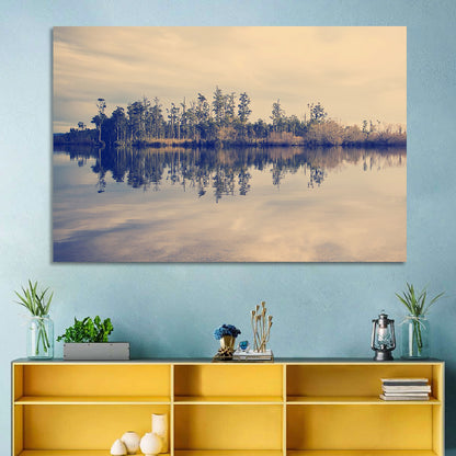 Sunset Over Forest Lake Wall Art