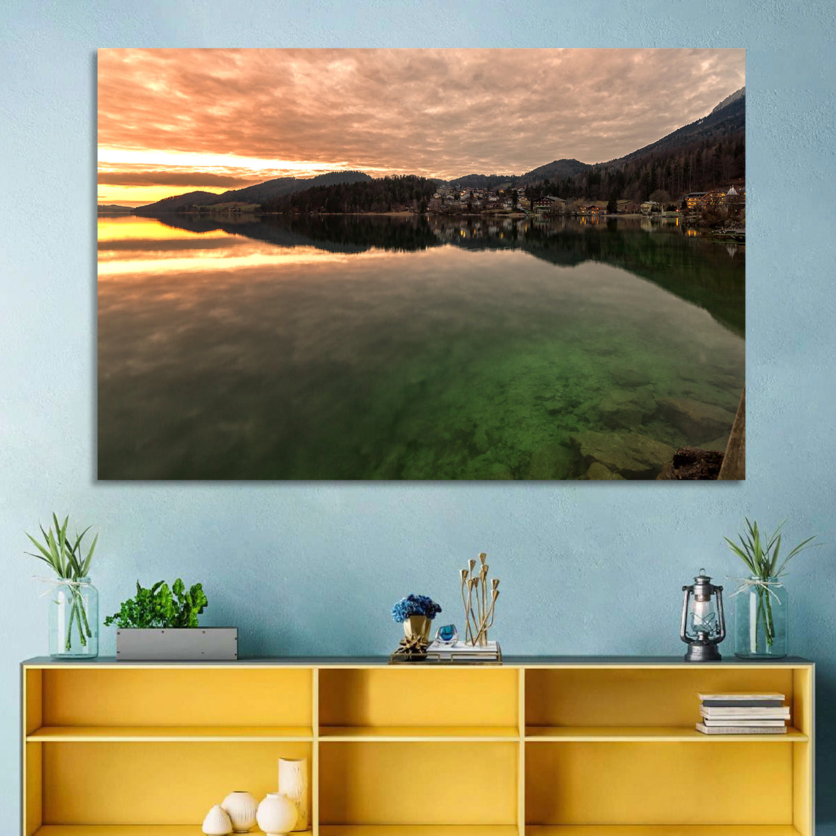Fuschlsee Pier at Sunset Wall Art